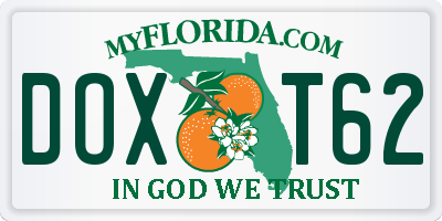 FL license plate DOXT62