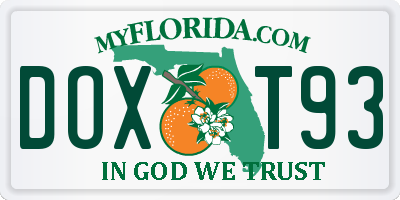 FL license plate DOXT93