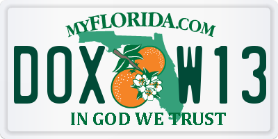 FL license plate DOXW13