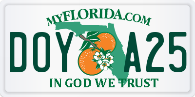 FL license plate DOYA25