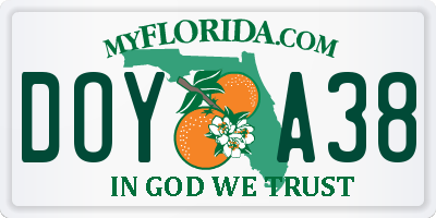 FL license plate DOYA38