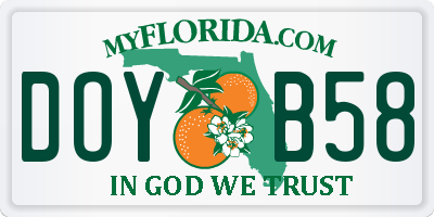 FL license plate DOYB58