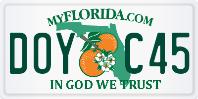 FL license plate DOYC45