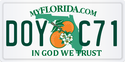 FL license plate DOYC71