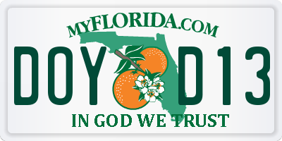 FL license plate DOYD13