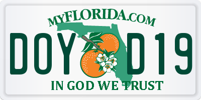 FL license plate DOYD19