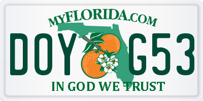 FL license plate DOYG53