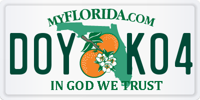 FL license plate DOYK04