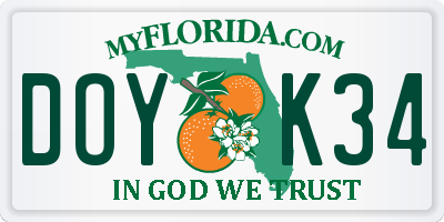 FL license plate DOYK34