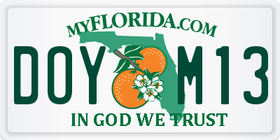 FL license plate DOYM13
