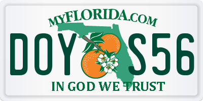 FL license plate DOYS56