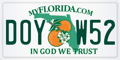FL license plate DOYW52