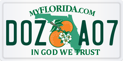 FL license plate DOZA07