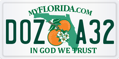 FL license plate DOZA32