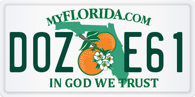 FL license plate DOZE61
