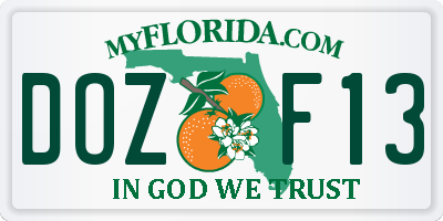FL license plate DOZF13