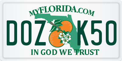 FL license plate DOZK50