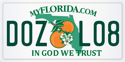 FL license plate DOZL08