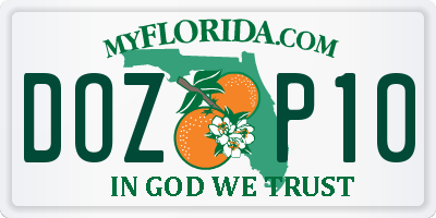 FL license plate DOZP10
