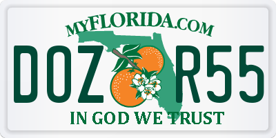 FL license plate DOZR55