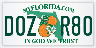 FL license plate DOZR80