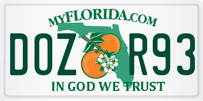 FL license plate DOZR93