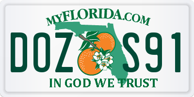 FL license plate DOZS91