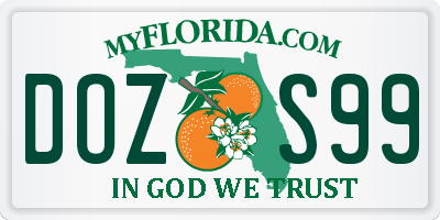 FL license plate DOZS99