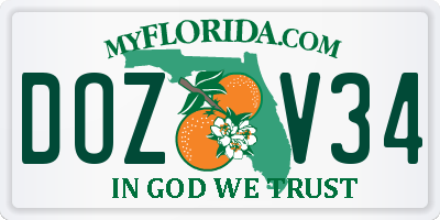 FL license plate DOZV34