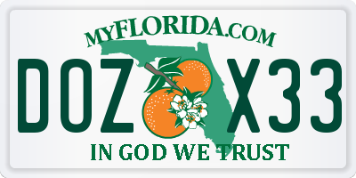 FL license plate DOZX33