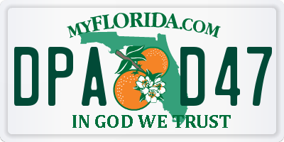 FL license plate DPAD47