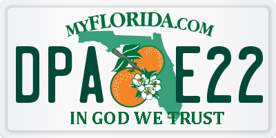 FL license plate DPAE22