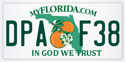 FL license plate DPAF38