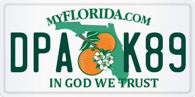 FL license plate DPAK89