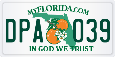 FL license plate DPAO39