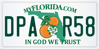 FL license plate DPAR58