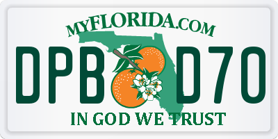 FL license plate DPBD70