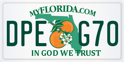 FL license plate DPEG70