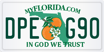 FL license plate DPEG90