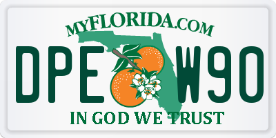 FL license plate DPEW90