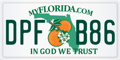 FL license plate DPFB86