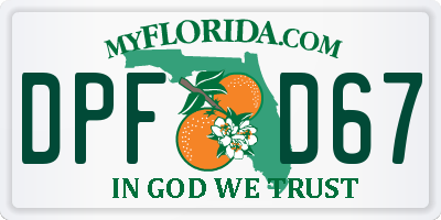 FL license plate DPFD67