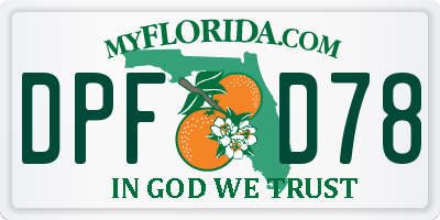 FL license plate DPFD78
