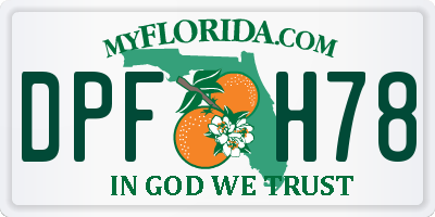 FL license plate DPFH78