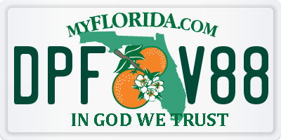 FL license plate DPFV88