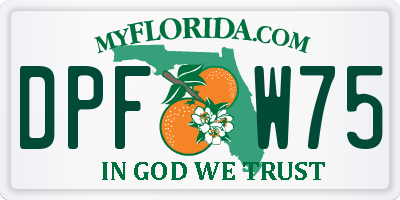 FL license plate DPFW75