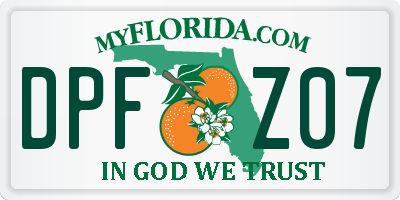 FL license plate DPFZ07