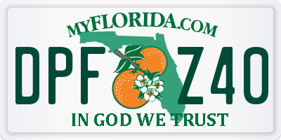 FL license plate DPFZ40