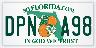 FL license plate DPNA98