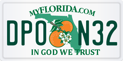 FL license plate DPON32